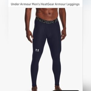 Under Armour Men’s HeatGear Armour Leggings – Black With Grey On Waistband. M-10